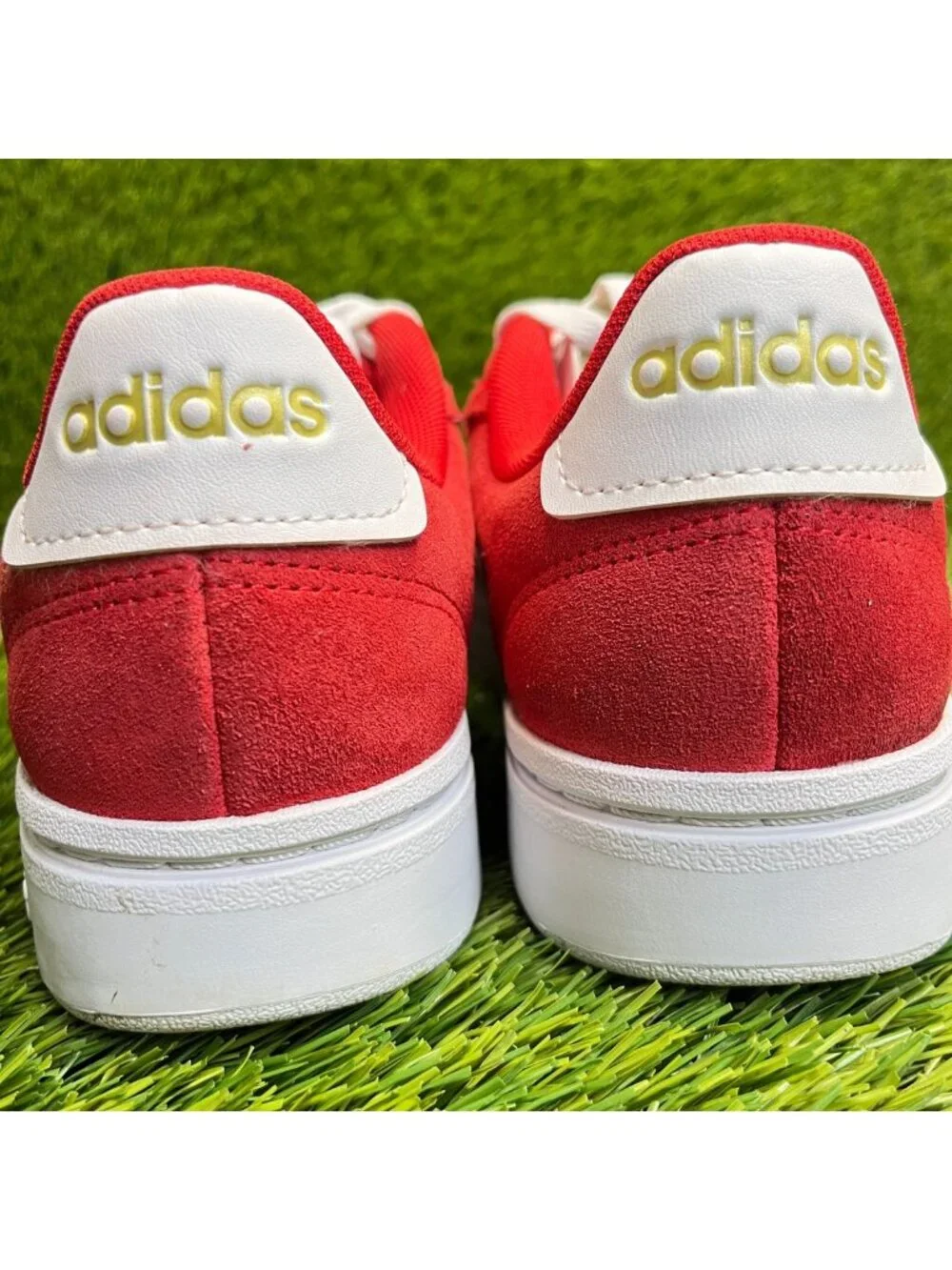 Adidas Grand Court Alpha Womens Size 6 Red White Athletic Suede Shoes Sneakers